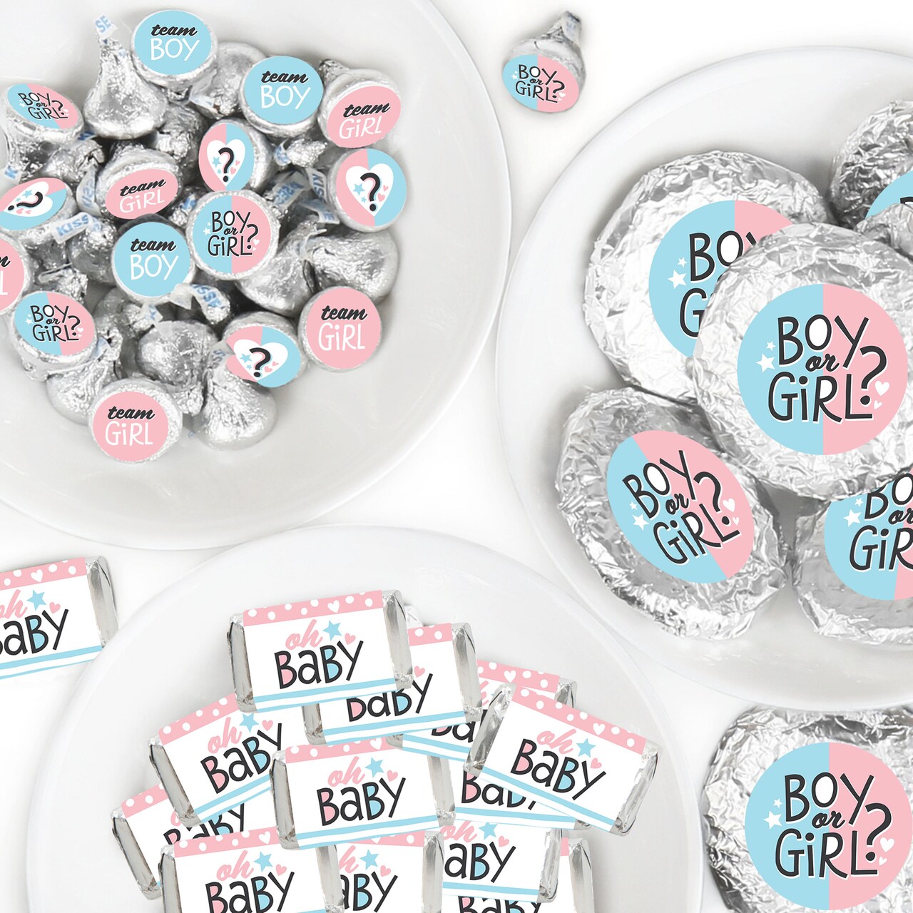 Big Dot of Happiness Baby Gender Reveal - Team Boy or Girl Party Candy Favor Sticker Kit - 304 Pieces
